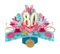 80 Today Happy 80th Birthday Pop-Up Greeting Card Love Kate's Pop Up Cards Her Design POP236MC80