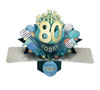 80 Today Happy 80th Birthday Pop-Up Greeting Card Love Kate's Pop Up Cards Him