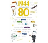 80 Today In 2024 - Year You Were Born 1944-80th Milestone Birthday in 2004 Greeting Card - A Decade To Remember Blast From The Past (80th)