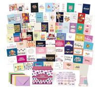 80 Unique Birthday Cards- Happy Cards Bulk With Greetings Inside - Assorted Envelopes and Stickers -Large 5 x 7 inches- Greeting Box Set