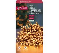 80 Vintage Gold LED Supabright Christmas String Tree Lights 6.3M Lit Green Cable