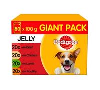 80 X 100G Pedigree Adult Wet Dog Food Pouches Mixed Selection In Jelly