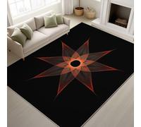 80 x 120 cm Machine Washable Rugs Black Area Rug Illustrated Rendered Non-Slip Red Lines Abstract Stars Minimalist Creative Short Pile rugs for Bedroom Living Room