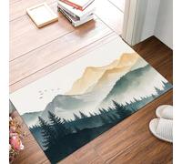 80 x 120 cm Mountain Forest Scenery Entry Rug - Washable Indoor Mats for Front Door Non-Slip Porch Rug Mountains Pine Trees Birds Throw Rugs for Living Room Bedroom Entryway Kitchen Porch Decor