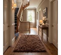 (80 x 150 cm (2 ft 6 in x 5 ft), Coffee/Brown) Anti Slip Shaggy Rug For Living Room Runner Carpet