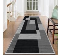 (80 x 150 cm (2 ft 6 in x 5 ft)_Large Runner Rug Floor Carpet, Milo Black Grey) Extra Large Rugs Living Room Printed Rug Runner