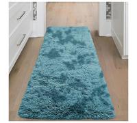 (80 X 150 cm (2ft 6'' x 5ft), Tye Dye Teal) Large Living Room Rugs Non Slip Shaggy Rug Bedroom Carpets Hallway Runner Bath Door Mats