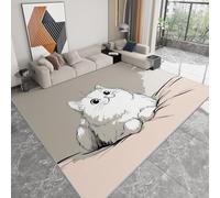 80 x 150 cm Area Rug Cute Kitten Illustration 3D Printed Rug Floor Mat Polyester Material Non-Slip Carpet Easy Clean For Bedroom Hall Kitchen Living Room Kids Room Doormat Carpet, Khaki