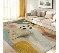80 x 150 cm Area Rug - Soft Illustration Abstract Plants Leaves Print Living Room Carpet Decorative Washable Floor Mat - Multicolor Rug for Indoor High Traffic Areas Art Space