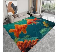 80 x 150 cm Area Rug Underwater Scene Fish 3D Printed Rug Floor Mat Polyester Material Non-Slip Carpet Easy Clean For Bedroom Hall Kitchen Living Room Kids Room Doormat Carpet, Green