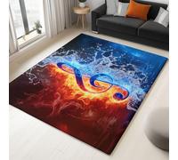 80 x 150 cm Colorful Machine Washable Rug, Short Pile Non-Slip Backing Non-Shedding Modern Bright Abstract Musical Notes printed carpet, Area Rugs for Living Room Bedroom Kitchen Hallway Office