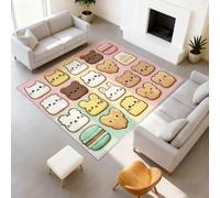 80 x 150 cm - Fluffy Area Rugs Cute Cartoon Novelty Rugs Kitchen Dining Theme Non Shedding Animal Biscuits Pink Colour Easy Clean Rug for Hallway Living Room Bedroom