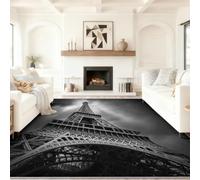 80 x 150 cm Photography Rugs, Romantic Architecture Eiffel Tower Print, Non-slip Area Short Pile Grey Rug Soft Comfortable Machine Washable Rugs Non Shedding Floor Carpets, for the Bedroo Lounge