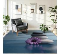 80 x 150 cm Rug for Bedroom, Modern Photography Non-Slip Carpet, Minimalist Stones Daisies Machine Washable Area Rug, for Living Room Kitchen Dining Room, Purple Light Grey White