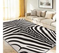 80 x 150 cm Zebra Stripes Undulating Textures Patches Washable Nature Decorative Rug, Non Slip Printed Carpet | Living Room, for Bedroom, Childrens Room | Low Pile, Soft, Durable, Easy Maintenance