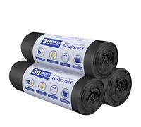 80 x 30 Litre Bin Bags, 8Gallon/30L Food Waste Bags 3 Roll Caddy Bin Liners for Kitchen Office Bath Biodegradable Thickened Material, Non-Dripping, Large Capacity, Good Toughness-60x65cm-Black-90PCS
