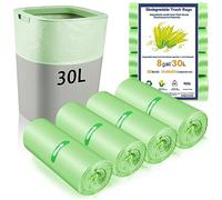 80 x 30 Litre Bin Bags, 8Gallon/30L Food Waste Bags 4 Roll Caddy Bin Liners for Kitchen Office Bathroom(60x65cm)