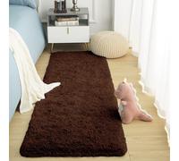 (80 x 300 cm (2 ft 6 in x 10 ft), Brown) Shaggy Runner Rugs Non Slip Kitchen Hallway Runner