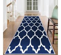 (80 x 300 cm (2 ft 6 in x 9 ft 8 in)_Long Runner Rug Hallway Carpet, Ava Navy) Extra Large Rugs Living Room Printed Rug Runner