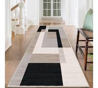 (80 x 300 cm (2 ft 6 in x 9 ft 8 in)_Long Runner Rug Hallway Carpet, Milo Neutral) Extra Large Rugs Living Room Printed Rug Runner