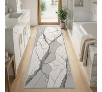 80 x 300 cm Kitchen Mat Minimalist Luxurious Marble Texture Non Slip Runner Rugs Doormat Oil Resistant Washable Carpet Runner for Kitchen Office Living Room Bedroom Bathroom, Beige