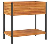 Garden Planter With Shelf Solid Wood Acacia And Steel