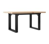 Coffee Table Solid Pine Top O-Frame Powder-Coated Steel 80x50x40.5 cm. Natural
