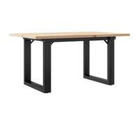 Coffee table Natural pine 80x50x40cm Solid wood top O-frame Steel legs durable.