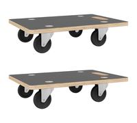 Vidaxl Dolly Trolleys 2 Pcs Rectangular 80X55X11.5 Cm, Grey