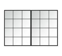 (80 x 60 cm/ 2 pcs) vidaXL Wall Mirror Hallway Makeup Mirror Hanging Mirror Black Rectangle Iron