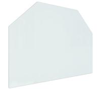'vidaXL Fireplace Glass Plate Hexagon-80x60 cm Tempered Glass Transparent Protection, Robust Design with Bevel Polished Edges, Quick and Easy Installation