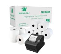 80 x 60mm x 12.7mm Thermal Paper Till Receipt Rolls for EPOS Printer, POS Terminal, Cash Register (100)