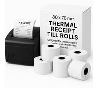 80 x 70mm Thermal Paper Rolls - Premium BPA-Free Receipts, 20 Rolls Case Pack Till Rolls Set, Long-Lasting POS Printer Paper, Compatible with POS Thermal Printers, Pack of 20 Rolls Case.