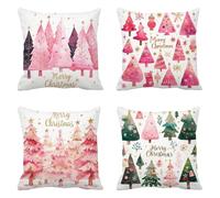 80 x 80 Outdoor Cushions Set of 4, Linen Sofa Cushion Covers pink Decorative Pillows, Christmas Large Cushion Covers Square Pillow Cases, for Bedroom Chair Garden, Modern Decor, t-170