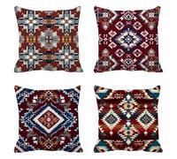 80 x 80 Outdoor Cushions Set of 4, Linen Sofa Cushion Covers retro Decorative Pillows, red Large Cushion Covers Square Pillow Cases, for Bedroom Chair Garden, Modern Home Decor, t-188
