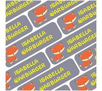 80 x Name Stickers, Customable, 3.5 x 1 cm. / 1.37 x 0.29 inches. Each with Children's Name Labelling School Nursery Clothing Sticker (No. 38 Fox, for Textiles).