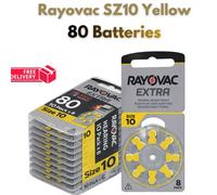 80 x Rayovac Extra Hearing Aid Batteries Size ZA10 (Yellow)