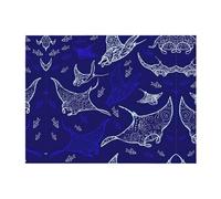 80"x60" Soft Cozy Flannel Blanket – Manta Ray and Fish Full-Sided Print, Lightweight & Durable for Bed, Sofa, Camping, and Travel