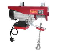 800/400kg Electric Hoist with Wireless Remote Control & Hook, 12m Steel Wire Rope & 2 Slings Electric Winch, 220V Lifts 5 or 10m/min Red Industrial Hoist for Factories, Warehouses, Construction