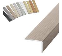 800/900/1000mm Aluminum Floor Transition Strip Floor Edge Trim, Self Adhesive Stair Edge Nosing With Wood Grain, Wall Protector For Cabinet/Baseboard/Threshold(Light brown,L900xW15xH8mm)