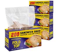800 Count Clear Fold Top Sandwich Bags, Bulk Disposable Plastic Sandwich Bags with Fold and Close Design for Every Day Use, Fold Over Sandwich Bags for Chefs, Restaurants, or Caterers, Stock Your Home