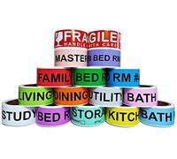 800 Count Home Moving Color Coding Labels, 4 Bedroom House + Fragile Stickers, [14 Different Living Spaces + 2 Rolls Handle with Care, 16 Rolls Total, 50 Labels/Roll, 1 Inch Height X 4.5 Inch Width]