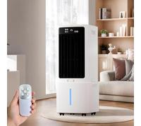 800 m³/h Evaporative Air Cooler 12L, Portable Ventless Humidifier with Remote, 12H Auto Timer, 90° Swing Floor Unit