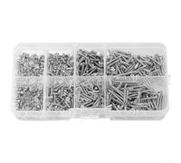 800 Pcs 304 Stainless Steel Self Tapping Screws Assortment Kit M2x4 To M2x20 Cross Recessed Flat Head Silver Fasteners For Wood Metal Plastic Repair Projects In Organized Storage Box