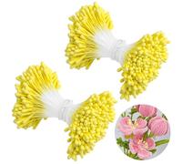 800 pcs Artificial Flower Stamen For Crafting 2mm Double Heads (Yellow)