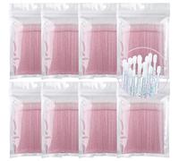 800 Pieces Microswabs for Eyelash Extensions, 10CM Lash Cotton Swabs, Microfiber Wands Brush for Lash Removal, Clean Mascara (Simple Packaging)-(Crystal Pink)