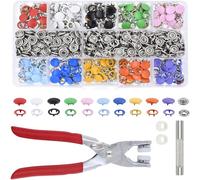 800 pieces press studs, metal press buttons with closure, pliers, press tool set, sew-free colourful press studs, metal sewing accessories, five-pin buckle, for DIY crafts, children's clothing,