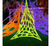800 Sqft (AfterStreched with Holes) 3 Colors Giant Spider Web Halloween Decorations Outdoor with 10 Ground Nails Stretchy Beef Cloth Netting Cut-Your-Own Flexible Elastic for Yard Party Decor