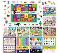 800+ Stickers & 15 Town Scenes Sticker Book, Funny Side by Side All Around Town Sticker Book Educational Activity Games- Great for Toddlers, Kids, Boys & Girls