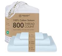 800-Thread-Count 100% Cotton Sateen Bedding Set, 4-Piece Bedding Set, Solid Sheets, Sateen Weave, Large, White, Size: Threadmill Home Linen.